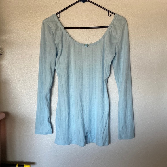 For Love And Lemons Pants - pointelle Baby blue onesie romper